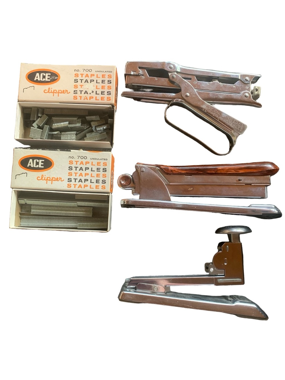 Vintage Ace Fastener Corp staplers Lot Of 3 With 2 Boxes Of Staples Not Full